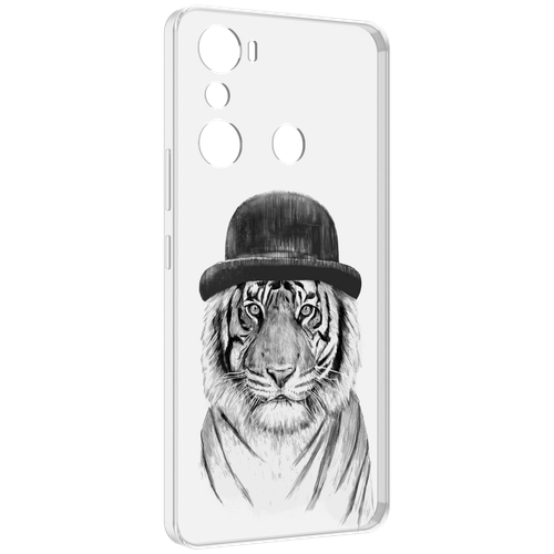 Чехол MyPads тигр британец для Infinix Hot 20i задняя-панель-накладка-бампер