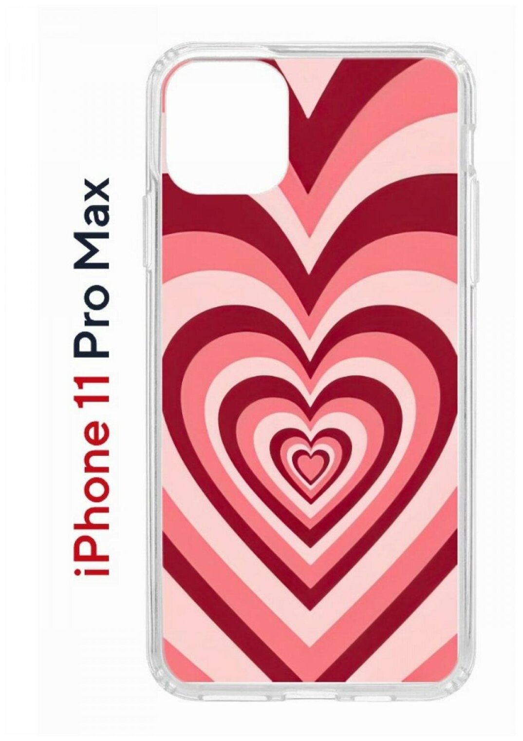 Чехол для iPhone 11 Pro Max Kruche Print Сердце,противоударный силиконовый бампер с рисунком,пластиковая накладка с защитой камеры