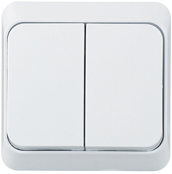Выключатель Systeme Electric Этюд двухклавишный накладной белый (BA10-002B)