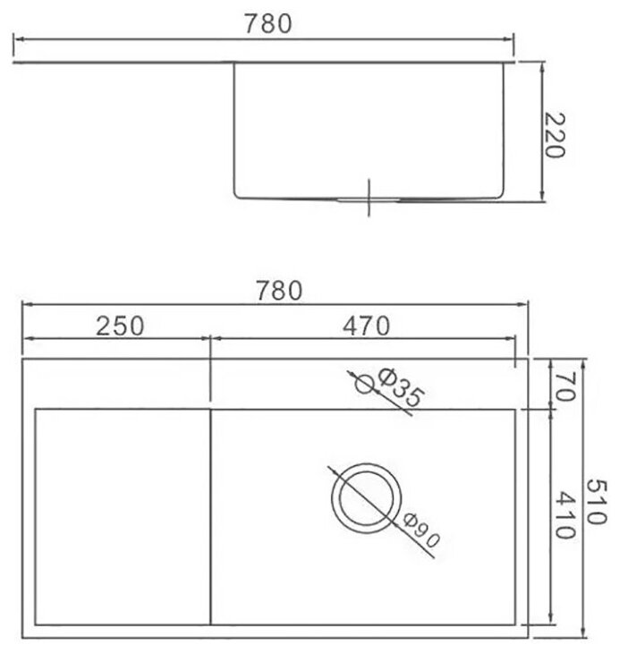 Комплект кухонная мойка из нержавеющей стали WISENT 7851-R (78х51см) с коландером. - фотография № 5