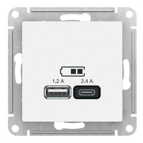 Механизм розетки USB AtlasDesign A+С 5В/2.4А 2х5В/1.2А бел. ATN000139 Schneider Electric (6шт)
