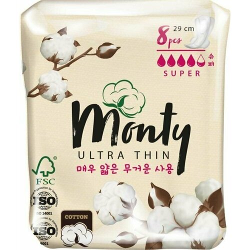 Прокладки MONTY Ultra Thin Super Plus, 8 шт. - 5 упаковок