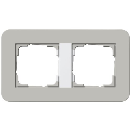 Gira Рамка 2-постовая Gira E3 серый/белый глянцевый 0212412