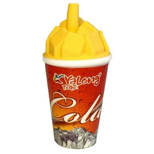 Точилка пластиковая с ластиком Yalong Cola фиолетовая, 1 отверстие, с контейнером