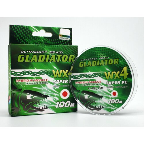 плетеный шнур gladiator 0 10мм зеленая 100м Плетеный шнур Gladiator 0,14мм зеленая 100м