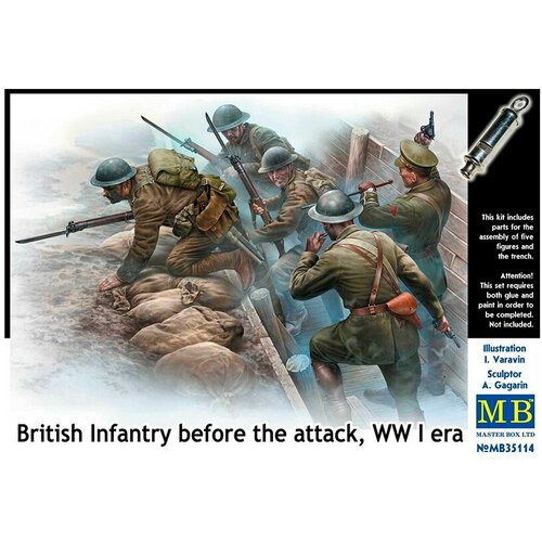 Master Box Сборная модель Британская пехота перед атакой, период I МВ, 1/35