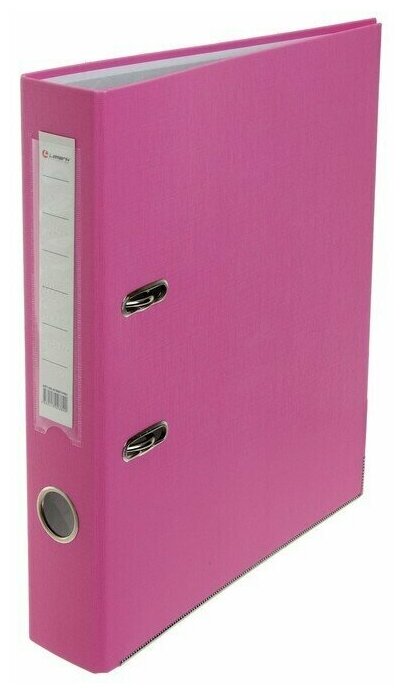 Папка-регистратор А4, 50 мм, PP полипропилен, металлическая окантовка, карман на корешок, собранная, розовая