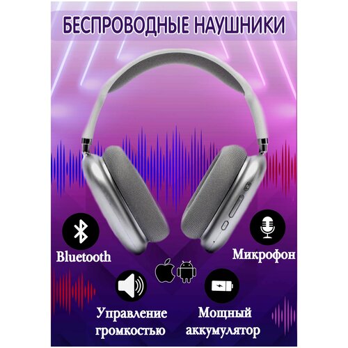 Наушники беспроводные STYLISH AND COMFORTABLEполноразмерныеигровые Bluetooth 50 хит сезонасеребристый 168000₽