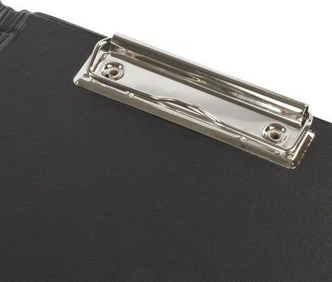Папка-планшет малый формат (180х255 мм) А5, BRAUBERG, с прижимом и крышкой, картон/ПВХ, черная, 227980
