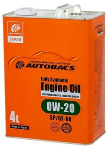 Моторное масло AUTOBACS ENGINE OIL SAE 0W20 API SP ILSAC GF-6A fully synthetic