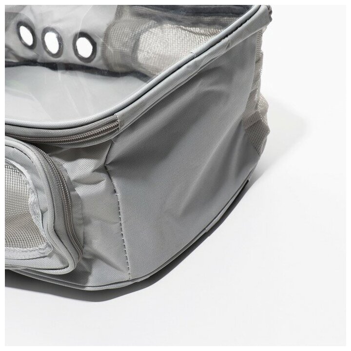 Рюкзак для переноски животных прозрачный, 33 х 25 х 41 см, серый Пижон 7984418 . - фотография № 3
