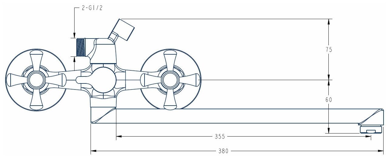 Смеситель ESKO Side для ванны, изл 350 мм, с аксессуарами, арт. SID 31 - фотография № 2