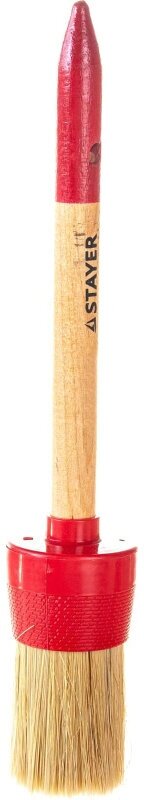 STAYER UNIVERSAL 60 мм, пластмассовый корпус, светлая натуральная щетина, деревянная ручка, Круглая кисть, MASTER (0141-60) - фотография № 10