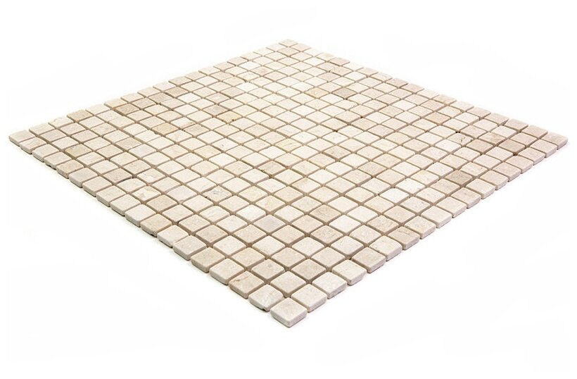 Мозаика из мрамора Natural Mosaic 4M025-15T-(Crema-Marfil) 4 мм бежевый светлый квадрат матовый - фотография № 5