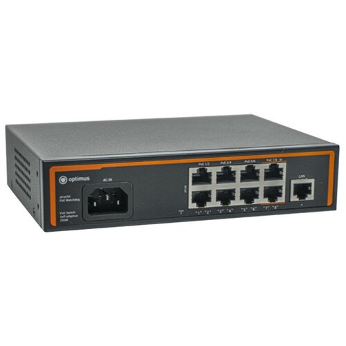 Коммутатор PoE Optimus U1I-8F2b/1F, 8 PoE портов 10/100 Мбит/с, 1 Uplink порт 100 Mbps RJ-45, 120 Вт коммутатор optimus u2i 8f2b 1f