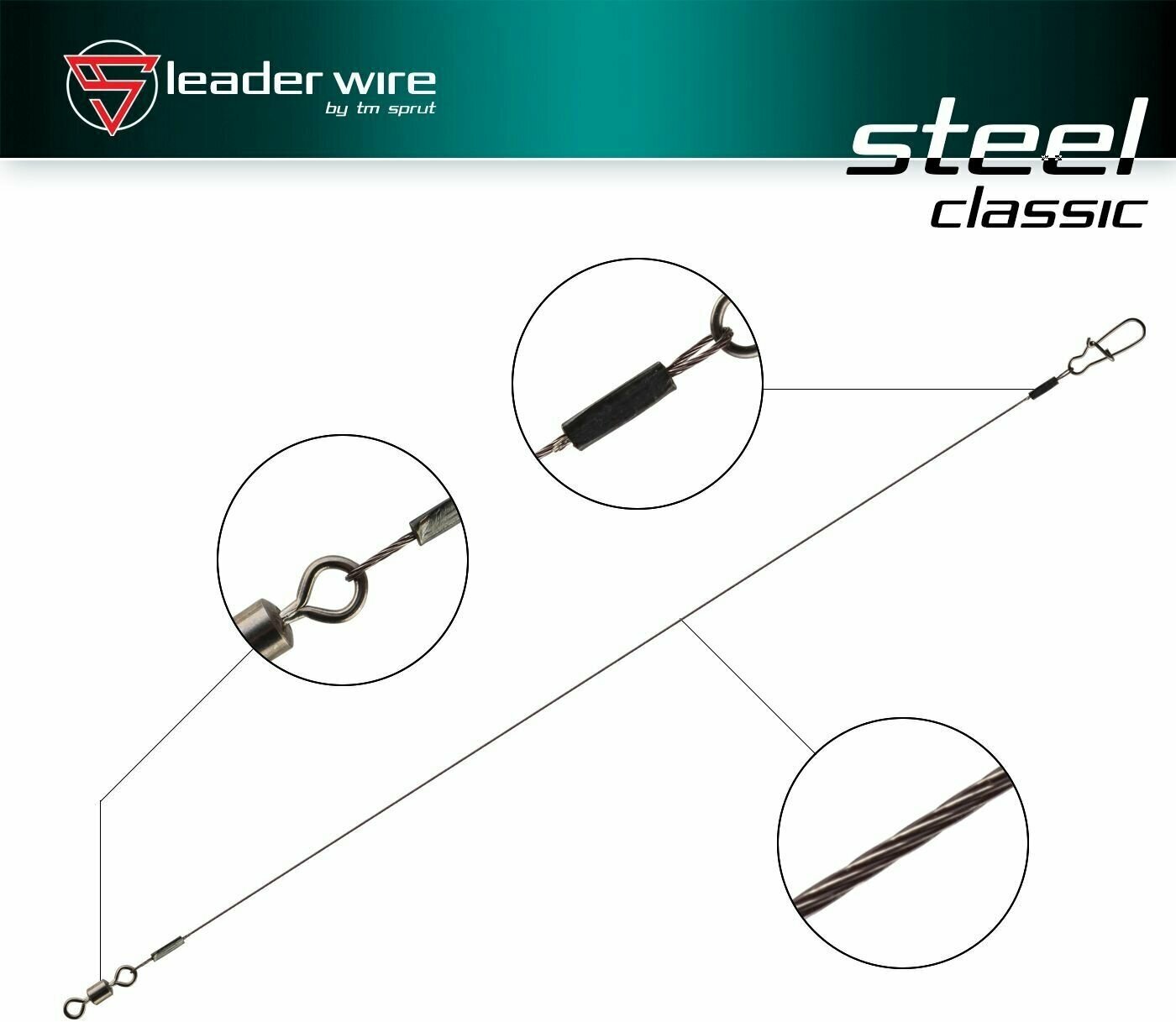 Поводок Sprut Classic 1x7 (25cm/20kg) 1упак*3шт — фото 1