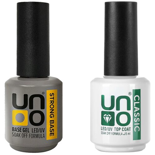 Набор для маникюра UNO база для ногтей Strong 16 г и топ с липким слоем Classic 15 мл