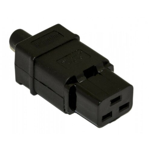 разъем электрический абс 7 контактов розетка Разъем питания для кабеля Hyperline IEC 60320 C19 220В 16A, прямой с плоскими контактами