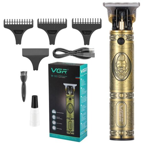 Машинка для стрижки Триммер для бороды и усов Professional Hair Trimmer MARKA V0085, золотой, бронза