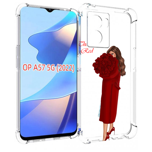Чехол MyPads девушка-полностью-в-красном женский для OPPO A57 5G(2022) задняя-панель-накладка-бампер