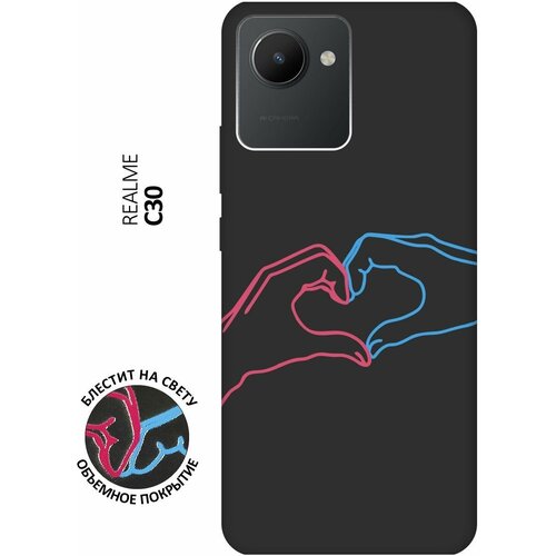 Матовый Soft Touch силиконовый чехол на realme C30, Рилми С30 с 3D принтом Fall in Love черный матовый soft touch силиконовый чехол на realme c30 рилми с30 с 3d принтом coffee love w черный