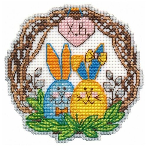 Набор для вышивания Овен Магнит, Ушастики 8,5x8,5 см, Пасха Кролики Праздники Животные