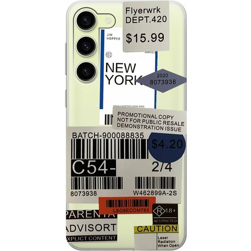 Силиконовый чехол с принтом Flight to New York для Samsung Galaxy S23+ / Самсунг С23 Плюс силиконовый чехол на samsung galaxy s23 самсунг с23 плюс с 3d принтом amazing peonies прозрачный