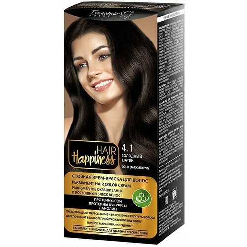 Белита-М Крем-краска для волос HAIR HAPPINESS стойкая тон 4.1 холодный шатен