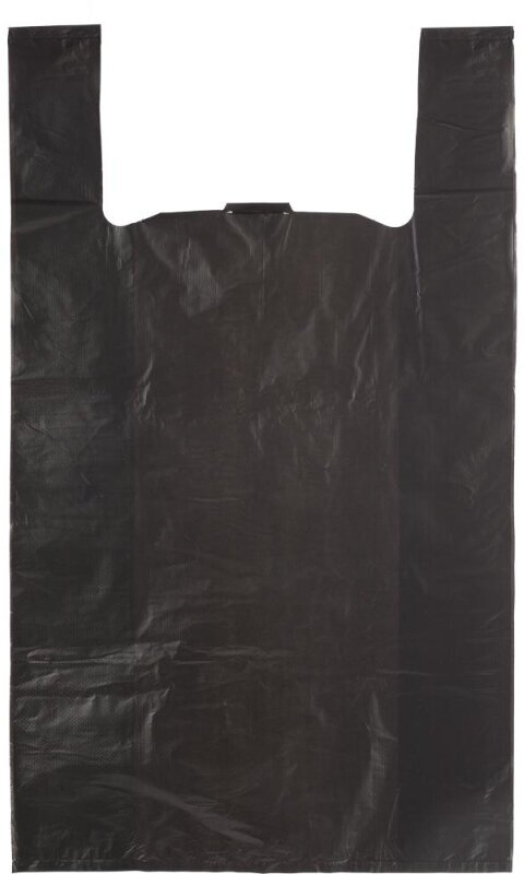 Пакет-майка усиленный ПНД, 40+18x70, черный, 30 мкм, 50 шт/уп, - фотография № 1