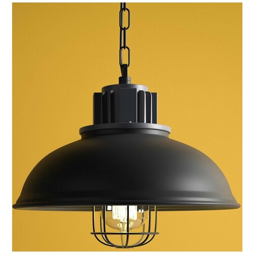 Подвесной светильник потолочный на кухню, в детскую комнату, в спальню GSMIN Loft Fusion люстра в винтажном стиле железный 33 см. (Черный)