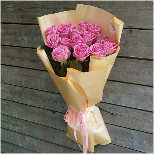 Изображение товара Розы Премиум 15 шт розовые высота 50 см рев в кремовой упаковке код.11590 - Просто роза ру st hi npo skr ak