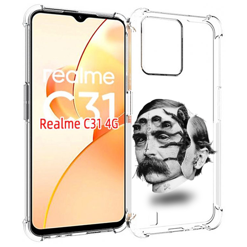 Чехол MyPads страшное лицо мужчины для OPPO Realme C31 задняя-панель-накладка-бампер