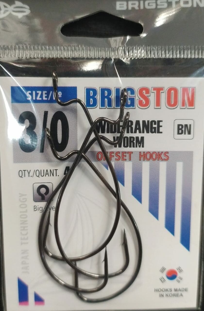 Рыболовные офсетные крючки Brigston Wide Range Worm (BN)
