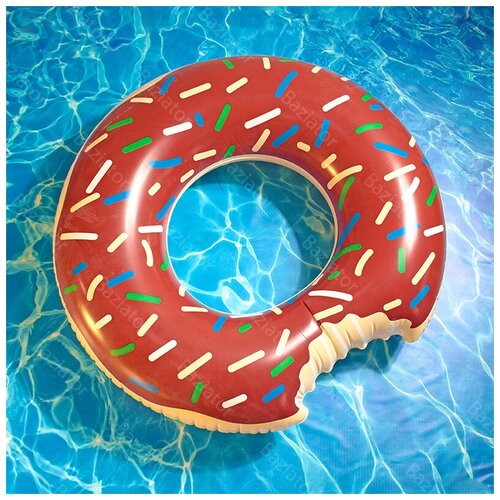 Надувной круг Пончик шоколадный диаметр 120 см для безопасного активного отдыха на воде на пляже и в бассейне, круг для плавания для детей и взрослых