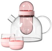 Заварочный чайник и две чашки KissKissFish BoogieWoogie Teapot with cups (розовый)