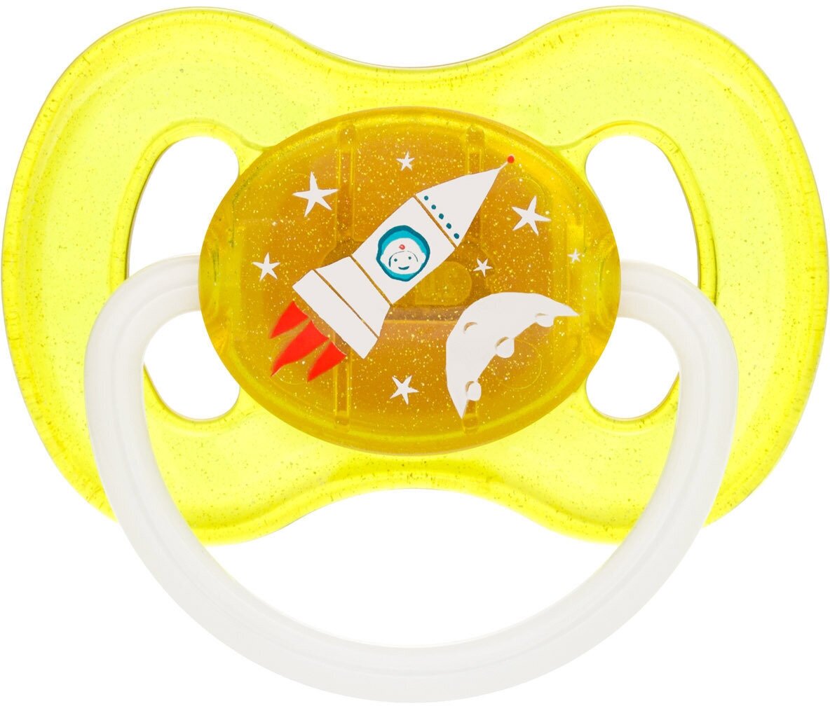 Пустышка Canpol Babies круглая латексная, 0-6 Space, цвет: жёлтый