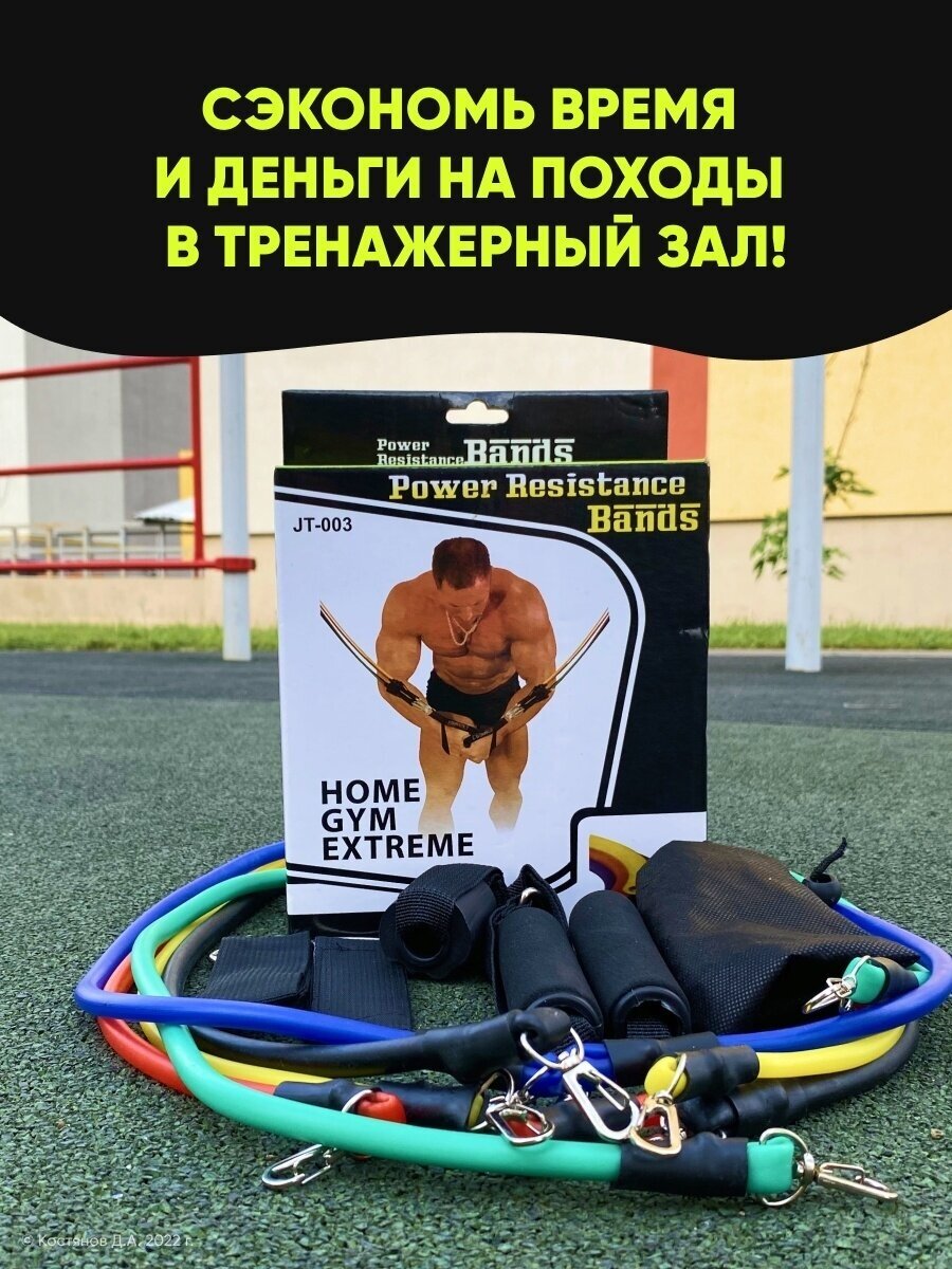 Эспандер трубчатый для тренировок / Фитнес резинки, набор Power Resistance Bands