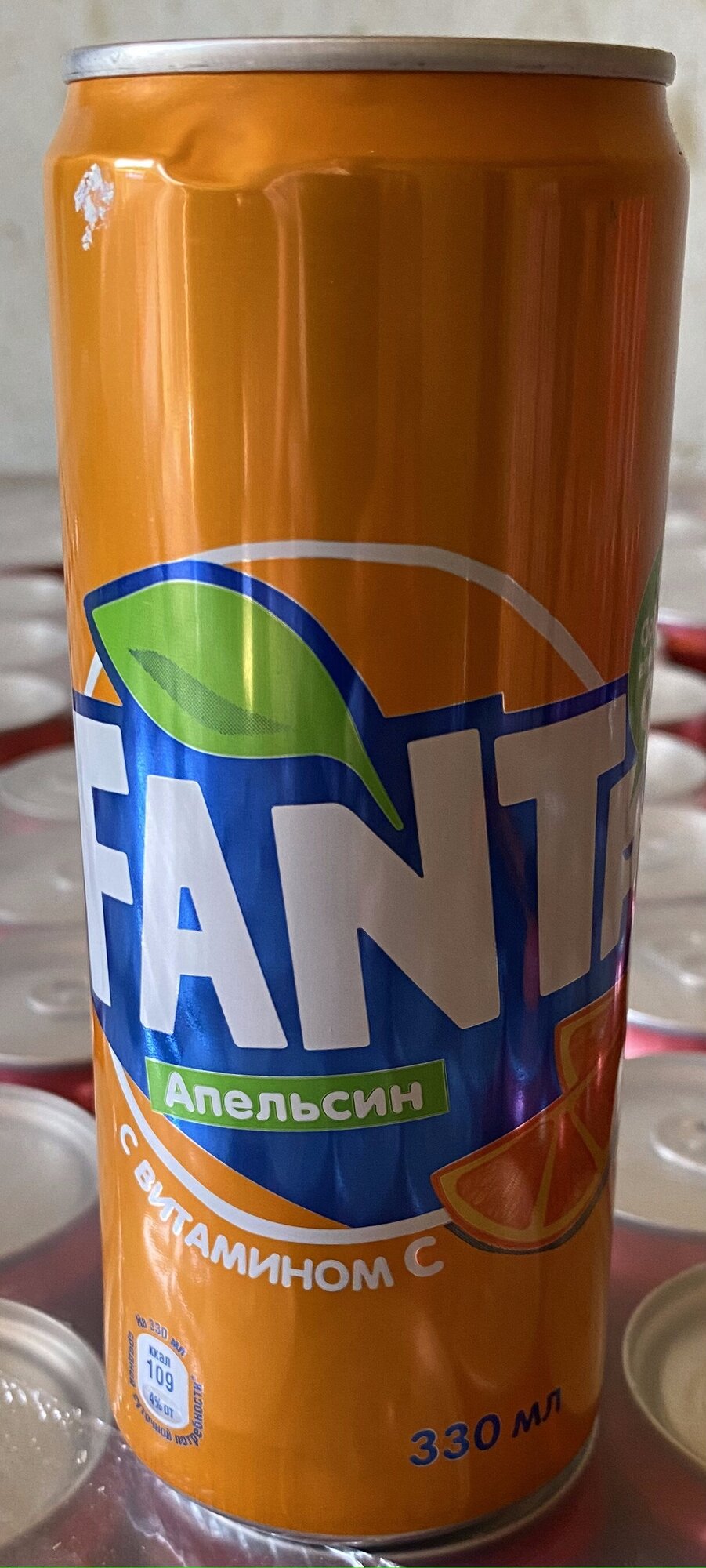 Газированный напиток Fanta апельсин 0.33 л ж/б упаковка 4 штуки оригинал (Беларусь) - фотография № 5