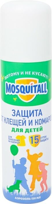 Аэрозоль Mosquitall Защита от комаров и клещей детский 150мл