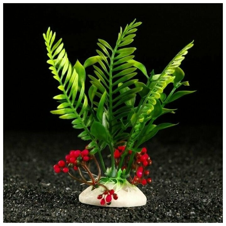 Растение искусственное аквариумное, 18 х 9 х 14 см, красное, 1 шт. - фотография № 1
