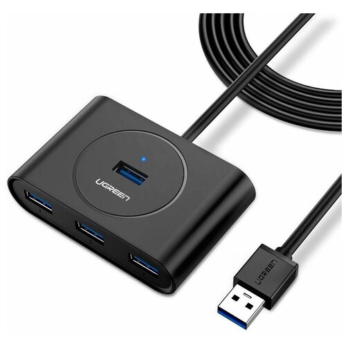USB-Хаб Ugreen CR113 (20291) USB 3.0 - 4xUSB 3.0 Hub (1 метр) чёрный usb концентратор ugreen 10в1