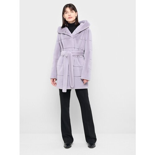 Полушубок ALEF, размер 48, фиолетовый, голубой новинка модная роскошная уличная одежда утепленное пальто с капюшоном из искусственного меха женская куртка пальто и куртки для девушек