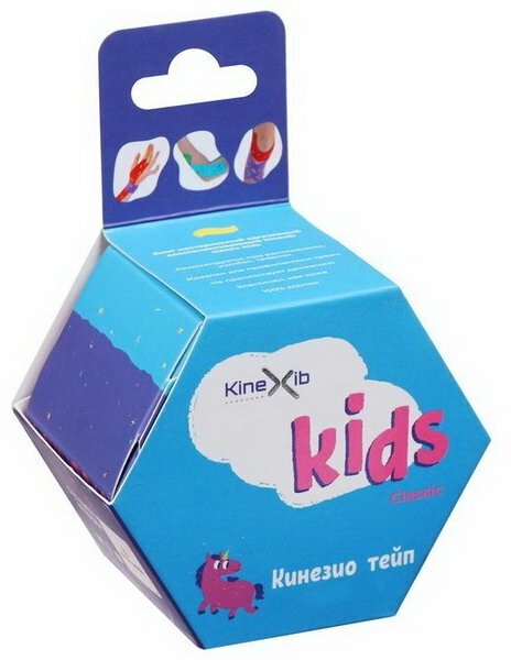 Кинезио тейп Classic Kids 4 см x 4 м, цвет фиолетовый, принт единорог