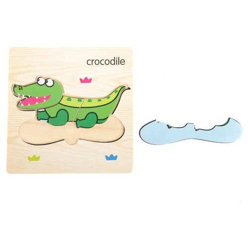 пазл вкладыш d1323 крокодил дино и черепашки Пазл-вкладыш для малышей Учим английский Крокодил