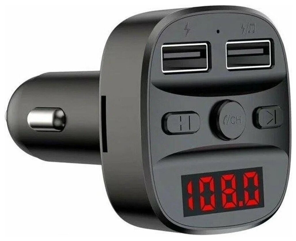 АЗУ Earldom ET-M47 2xUSB, 2.4A, BT 5.0, LED дисплей, FM, микрофон, USB flash, MicroSD (черный)
