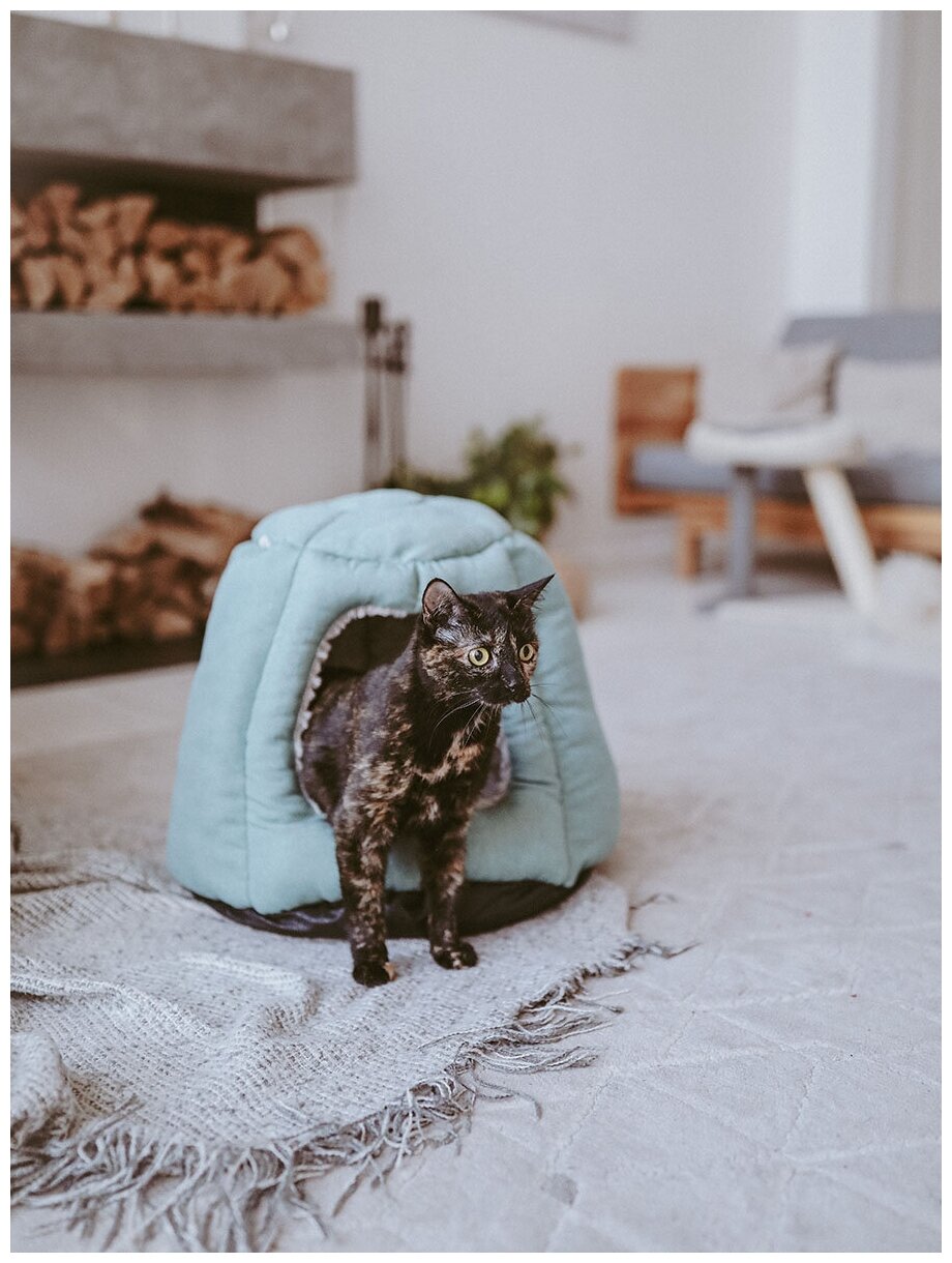 Домик для животных, для кошек, для собак,, "Не Один Дома" Маффин, бирюзовый - фотография № 10