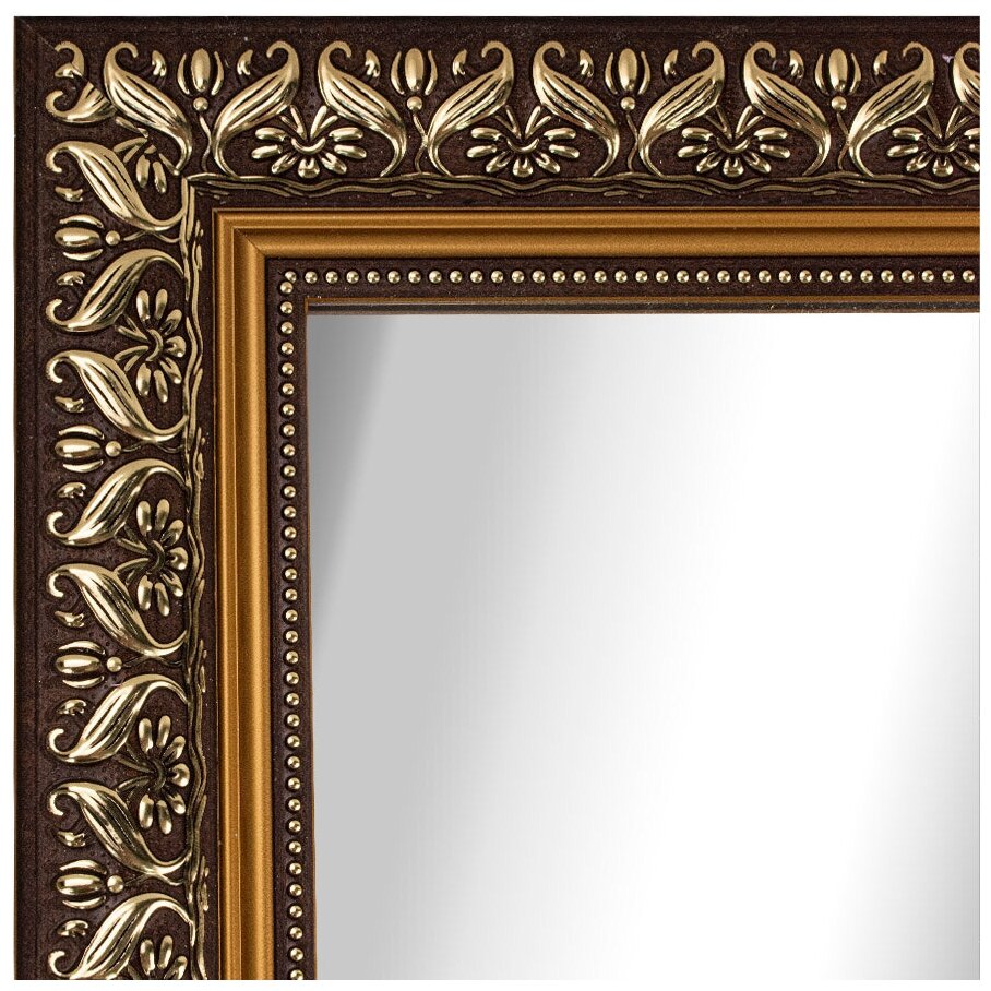 Зеркало настенное в багетной раме санакс/в узорной рамке/Интерьерное зеркало для дома/офиса/горизонтальное+вертикальное/110х60х5 см/пластик/коричневый - фотография № 2