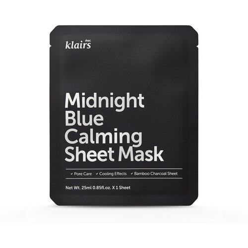 Dear, Klairs Успокаивающая тканевая маска Midnight Blue 25 мл dear klairs midnight blue успокаивающая тканевая маска 1 шт 25 мл 0 85 жидк унции