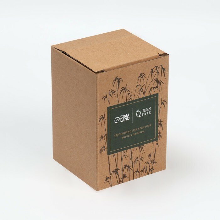 Органайзер для хранения ватных палочек, с крышкой, 7 × 7 × 9,5 см, в картонной коробке, цвет прозрачный/коричневый - фотография № 5