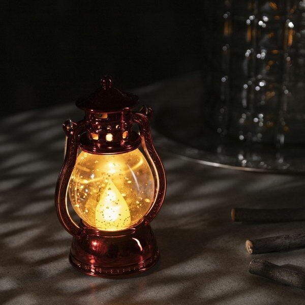 Светодиодная фигура "Красный фонарь" 8 x 12 x 6 см, пластик, батарейки AG13х3, свечение тёплое белое